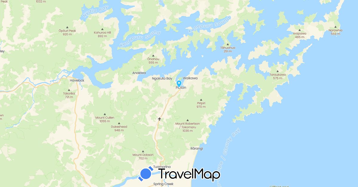 TravelMap itinerary: boat in New Zealand (Oceania)